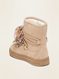 View large product image 4 of 4. Faux-Suede Pom-Pom Boots for Toddler Girls