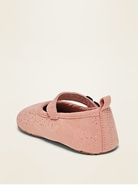 View large product image 3 of 4. Faux-Suede Heart-Strap Ballet Flats for Baby