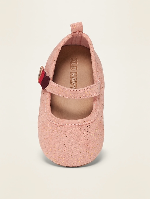 View large product image 2 of 4. Faux-Suede Heart-Strap Ballet Flats for Baby