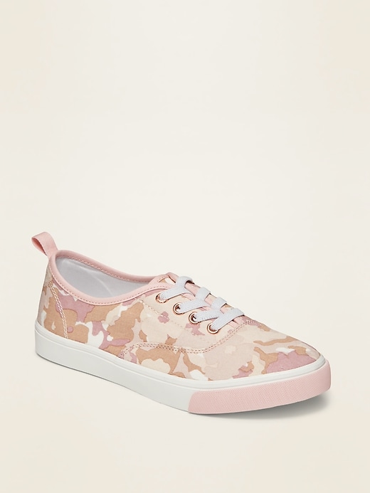 View large product image 1 of 1. Lace-Up Twill Sneakers for Girls