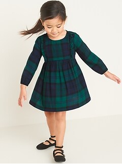 Plaid Ruffled Flannel Dress for Toddler Girls