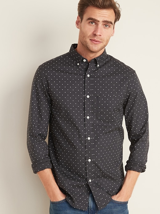 Image number 1 showing, Slim-Fit Built-In Flex Dot-Print Everyday Shirt