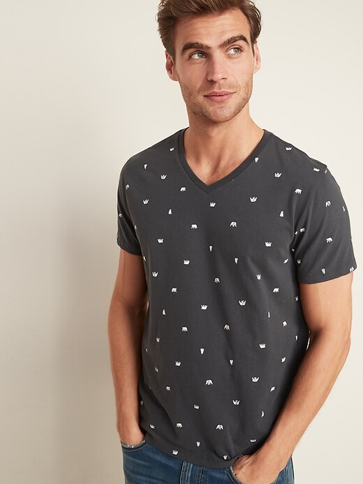 View large product image 1 of 2. Soft-Washed Printed V-Neck T-Shirt