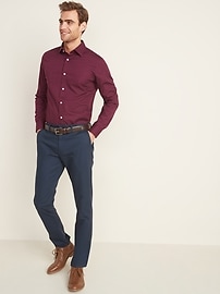 View large product image 3 of 3. Slim-Fit Built-In Flex Signature Non-Iron Dress Shirt for Men