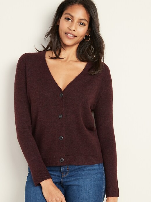 View large product image 1 of 1. Slouchy Soft-Brushed Button-Front Cardi for Women