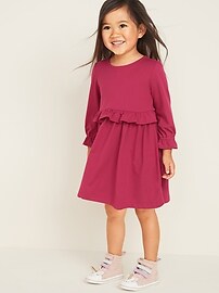 View large product image 4 of 4. Ruffled Fit & Flare Brushed Jersey Dress for Toddler Girls