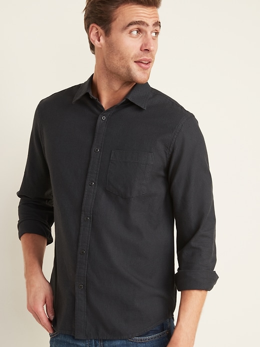 View large product image 1 of 1. Regular-Fit Textured-Pattern Long-Sleeve Shirt