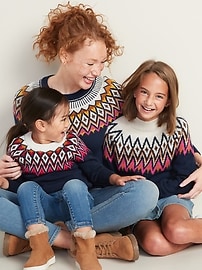 View large product image 3 of 3. Fair Isle Mock-Neck Sweater for Girls