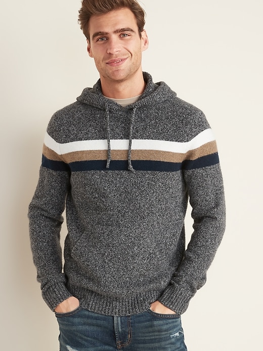 Image number 1 showing, Multi-Color Chest Stripe Sweater Hoodie