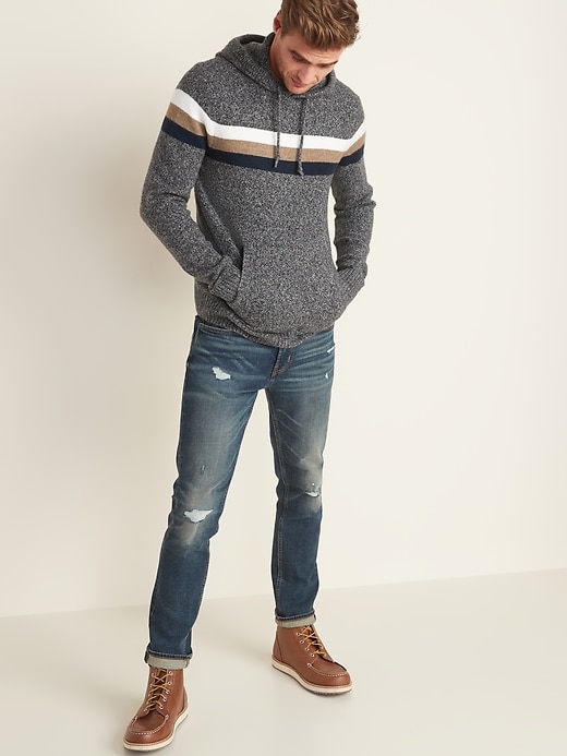 Image number 3 showing, Multi-Color Chest Stripe Sweater Hoodie