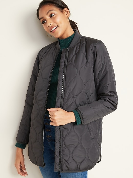 View large product image 1 of 1. Water-Resistant Sherpa-Lined Quilted Jacket for Women