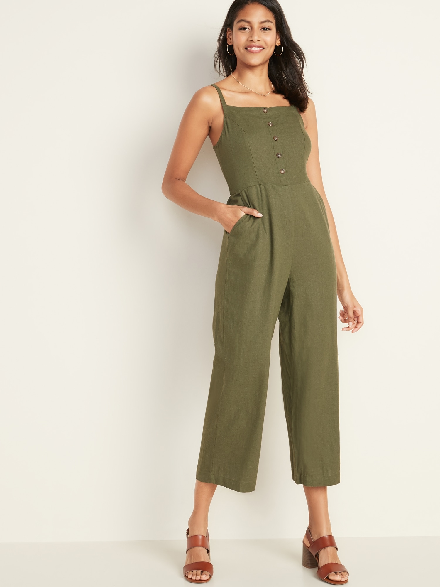 square neck cami jumpsuit