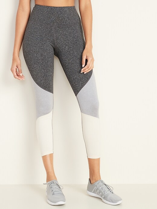 View large product image 1 of 3. High-Waisted Elevate 7/8-Length Color-Block Leggings for Women