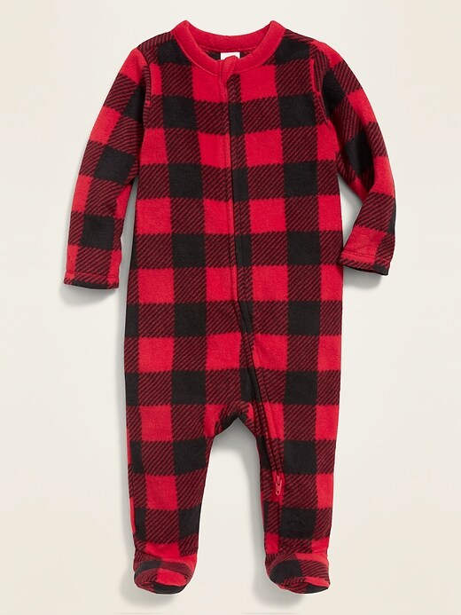 View large product image 1 of 2. Printed Micro Performance Fleece Footed One-Piece for Baby