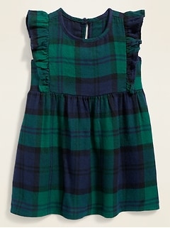 Ruffled Plaid Flannel Dress for Baby