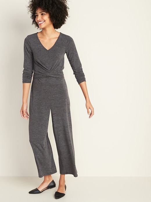 View large product image 1 of 1. Twist-Front Jersey-Knit Jumpsuit for Women