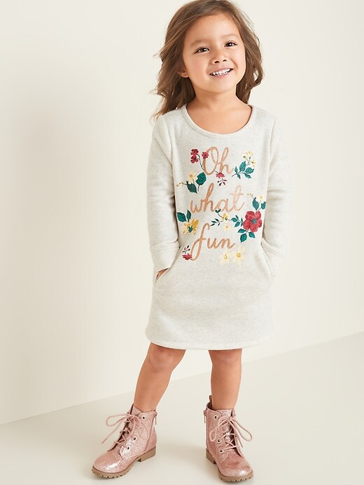 View large product image 1 of 1. Graphic Sweatshirt Shift Dress for Toddler Girls