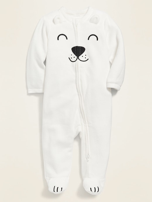 View large product image 1 of 2. Micro Performance Fleece Polar Bear Footed One-Piece for Baby