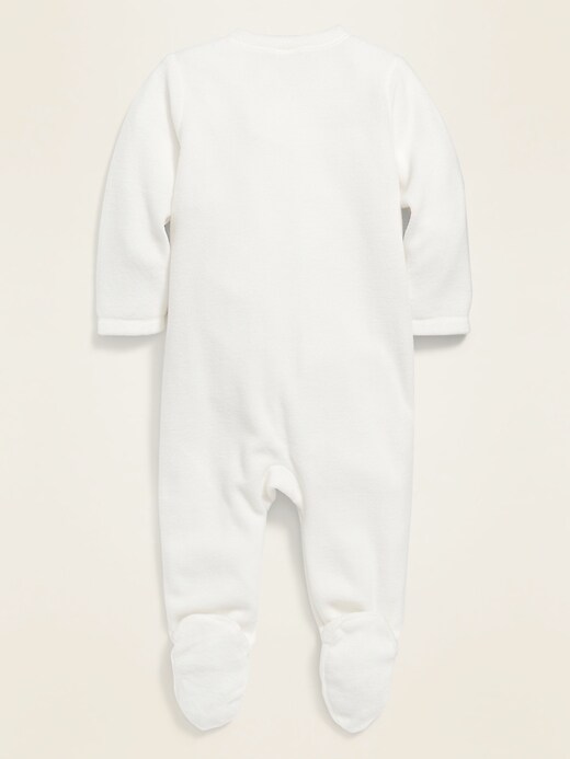 View large product image 2 of 2. Micro Performance Fleece Polar Bear Footed One-Piece for Baby