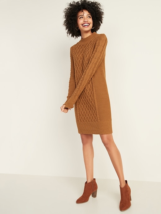 View large product image 1 of 1. Cable-Knit Sweater Dress for Women