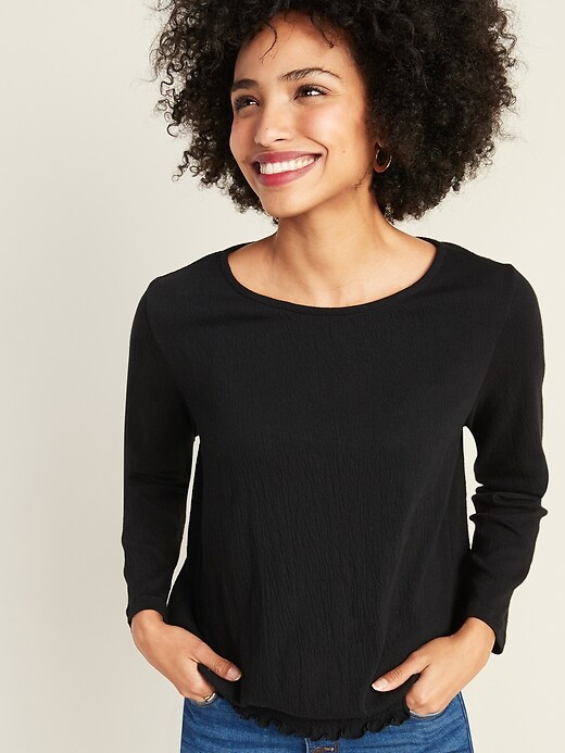 Image number 1 showing, Relaxed Ruffle-Hem Top for Women