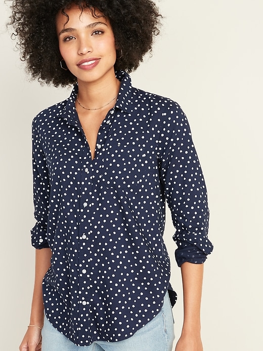 View large product image 1 of 1. Relaxed Button-Front Classic Shirt for Women