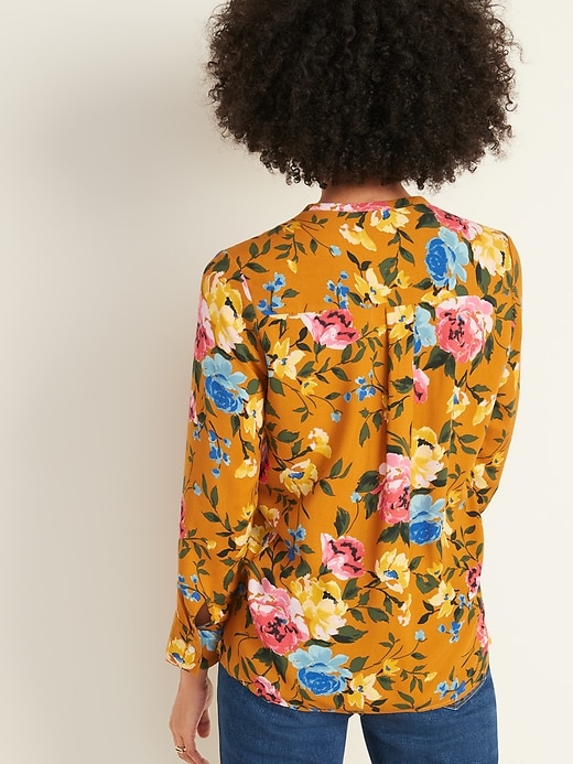 Image number 2 showing, Relaxed Split-Neck Floral Top for Women