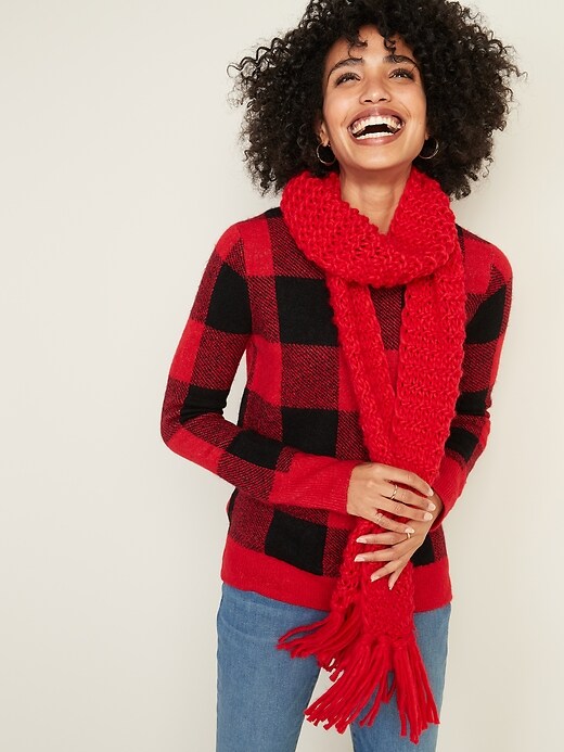 View large product image 1 of 2. Textured-Yarn Fringed Scarf for Women