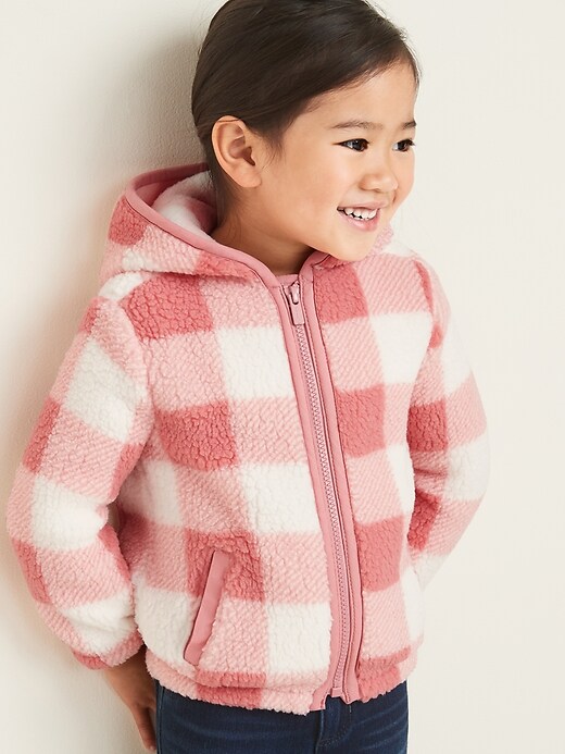 View large product image 1 of 1. Sherpa Zip Hoodie for Toddler Girls