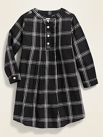 View large product image 3 of 3. Plaid Pintuck A-Line Shirt Dress for Toddler Girls
