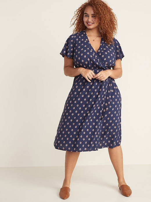 Faux-Wrap Waist-Defined Plus-Size Dress | Old Navy