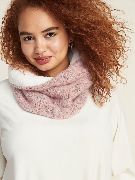 View large product image 1 of 2. Bouclé-Knit Sherpa-Lined Infinity Scarf for Women