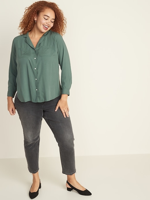 Image number 3 showing, Relaxed Plus-Size No-Peek Utility Shirt