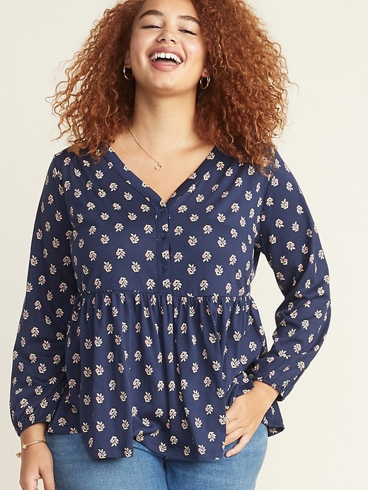 Printed Peplum-Hem Plus-Size Top | Old Navy