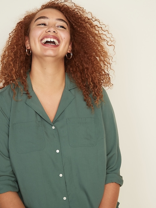 Image number 5 showing, Relaxed Plus-Size No-Peek Utility Shirt