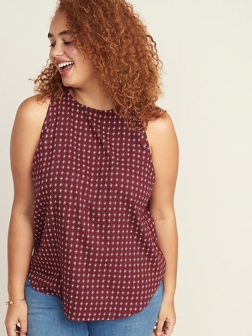Image number 1 showing, Relaxed Plus-Size High-Neck Sleeveless Top