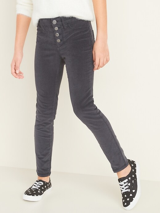 View large product image 1 of 1. High-Rise Button-Fly Rockstar Corduroy Jeggings for Girls
