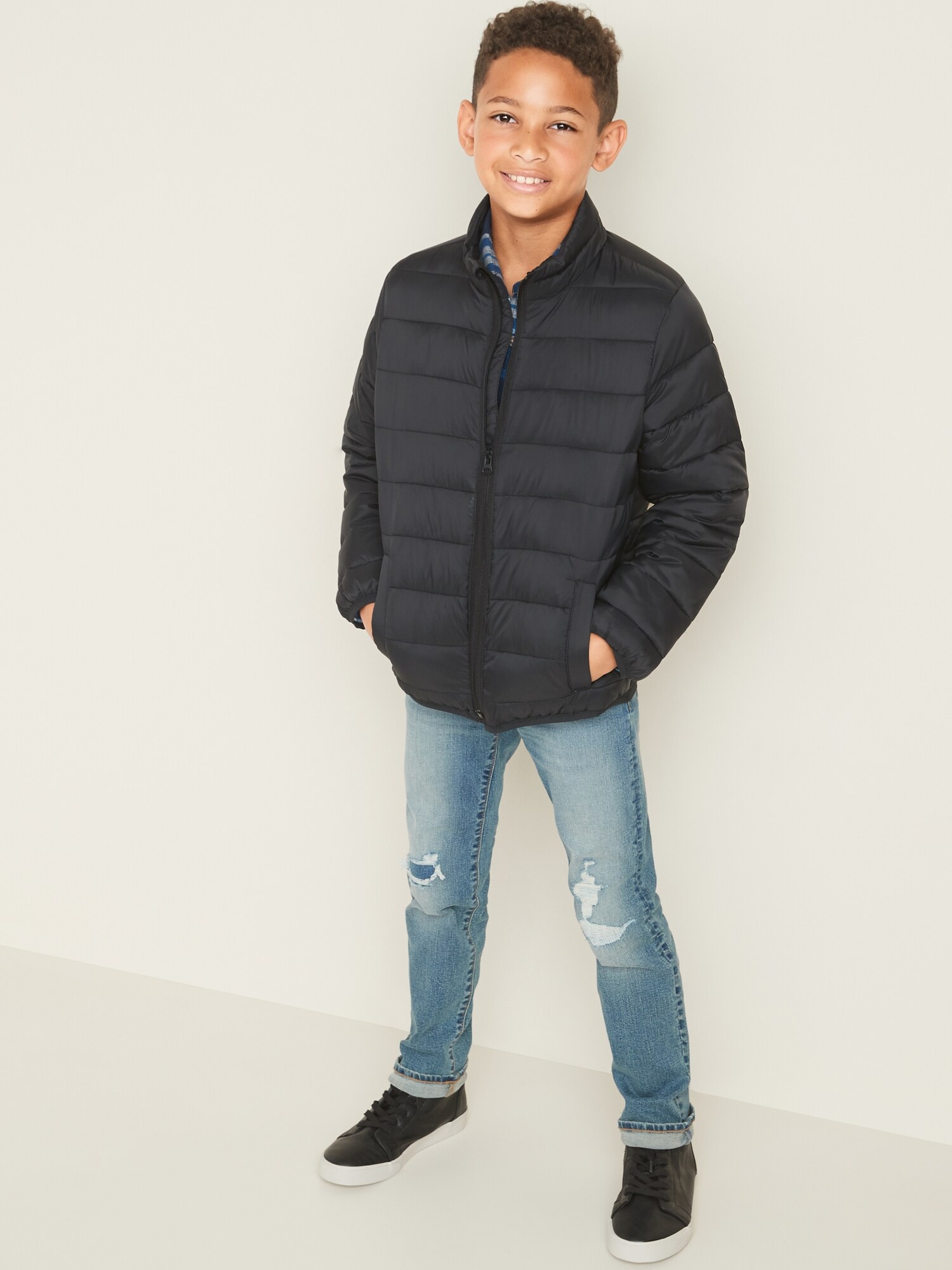 Boys black deals quilted jacket