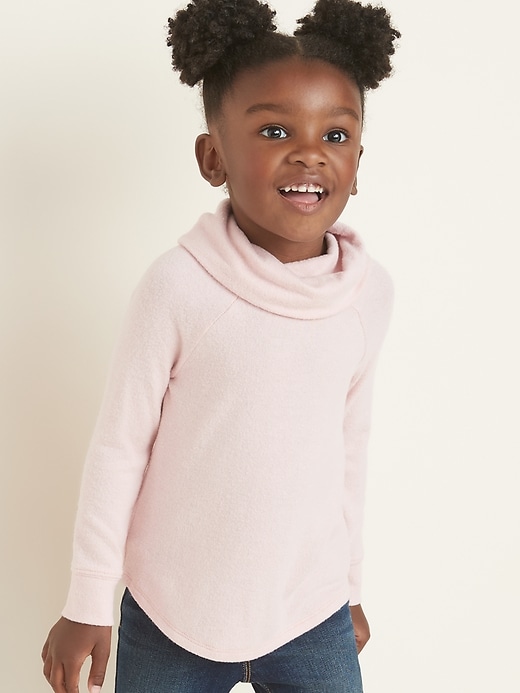 View large product image 1 of 4. Plush-Knit Cowl-Neck Top for Toddler Girls