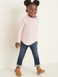 View large product image 3 of 4. Plush-Knit Cowl-Neck Top for Toddler Girls