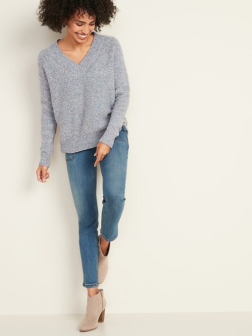 Image number 3 showing, Cozy V-Neck Sweater for Women