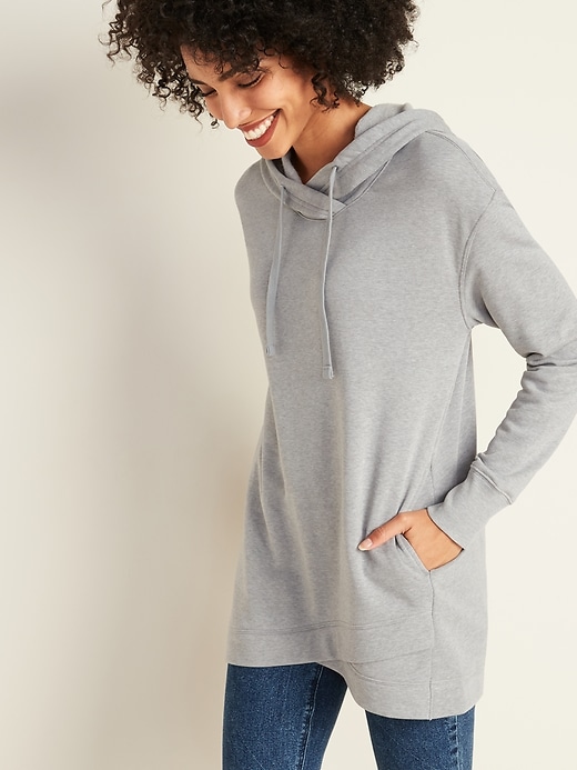 Image number 1 showing, French Terry Pullover Tunic Hoodie for Women
