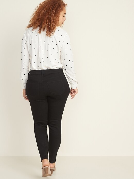 Image number 2 showing, Mid-Rise Super Skinny Plus-Size Black Jeans