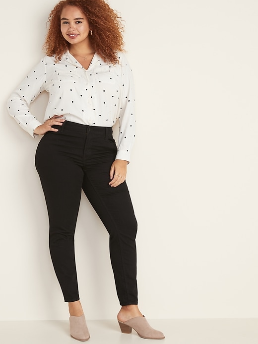 Image number 3 showing, Mid-Rise Super Skinny Plus-Size Black Jeans