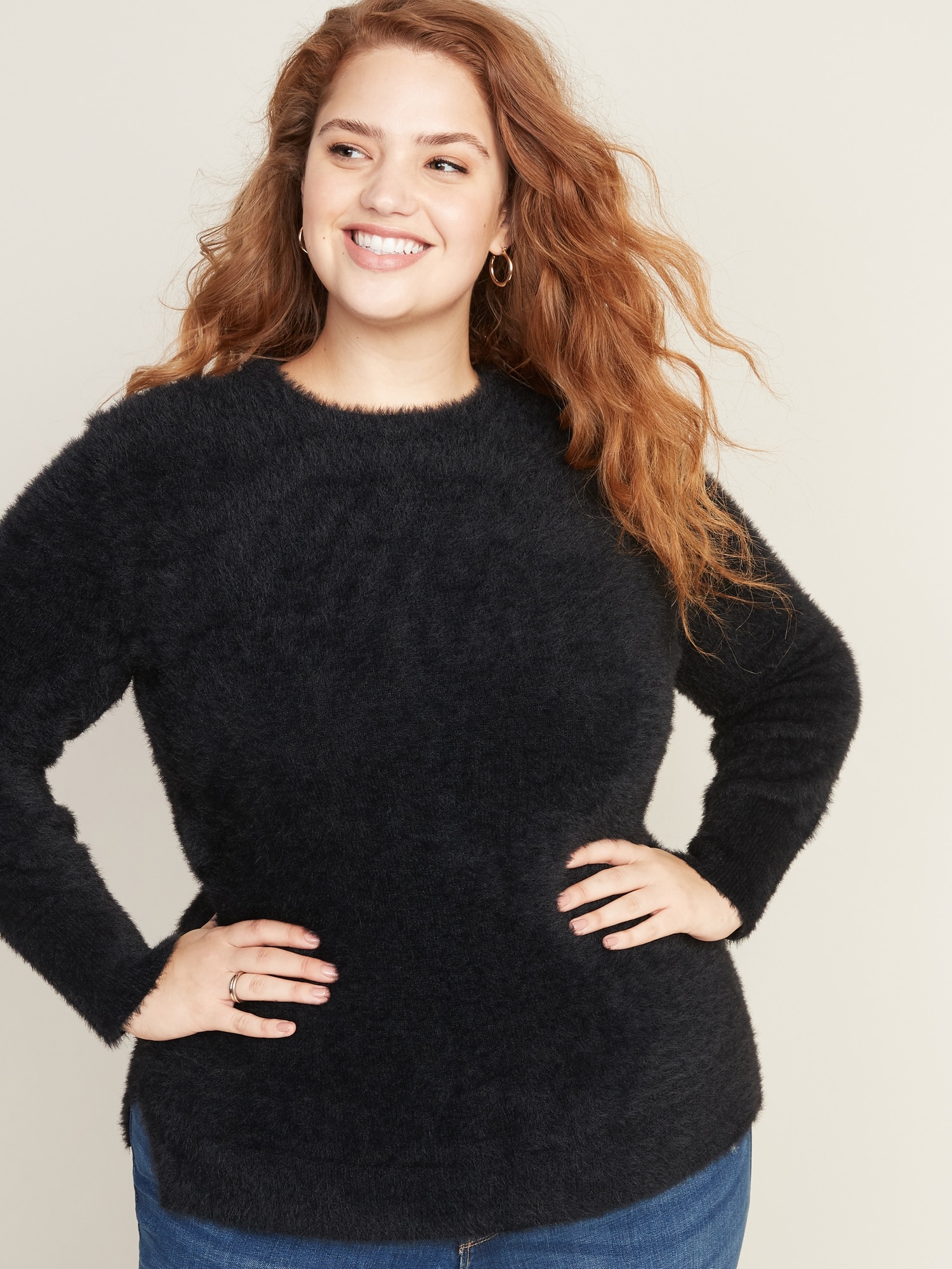 Plus-Size Cozy Eyelash Sweater