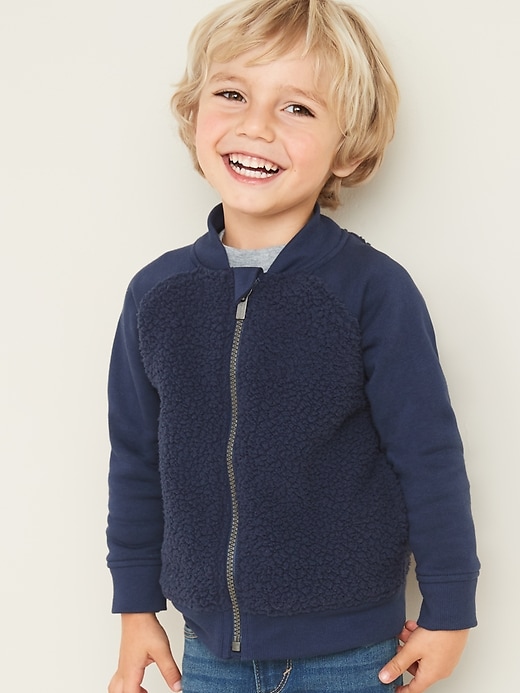 View large product image 1 of 4. Sherpa Zip Bomber Jacket for Toddler Boys