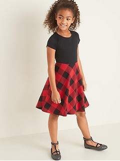 Jersey Fit & Flare Short-Sleeve Dress for Girls