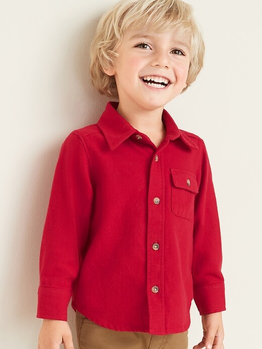 View large product image 1 of 4. Flannel Chest-Pocket Shirt for Toddler Boys