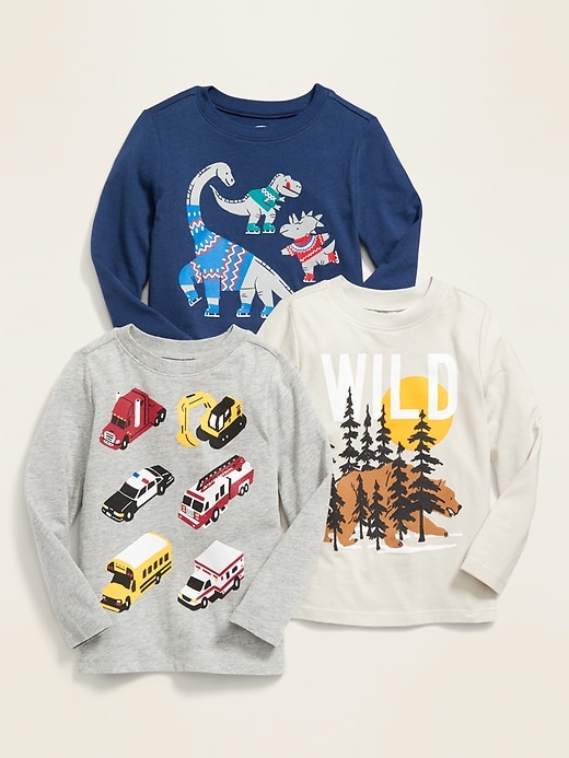 View large product image 1 of 2. Graphic Long-Sleeve Tee 3-Pack for Toddler Boys