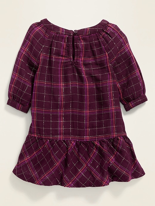 View large product image 2 of 3. Metallic-Plaid Tiered-Hem Swing Dress for Toddler Girls